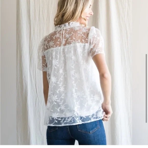 JODIFL Pink Floral Lace Blouse, NWOT - Picture 12 of 13